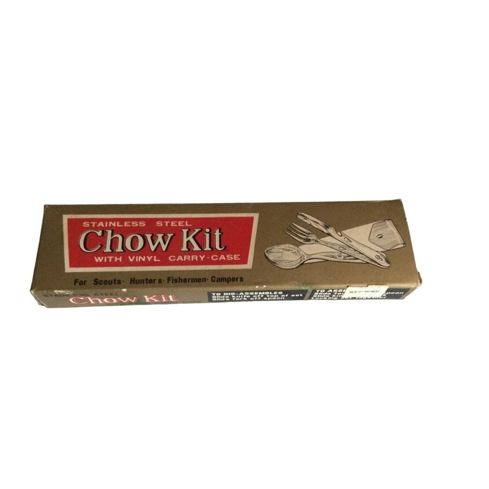 Stainless Steel Chow Kit Vinyl Carry Case For Camping Scouts Hunters Fishermen